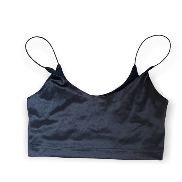 Out From Under Urban Outfitters Black Silky Crop Tank Medium - Picture 1 of 4